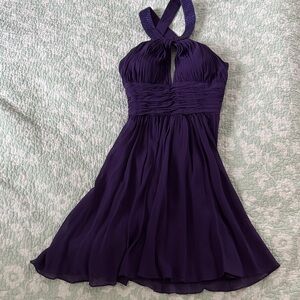 Aidan Mattox Deep Purple Halter Mini Dress